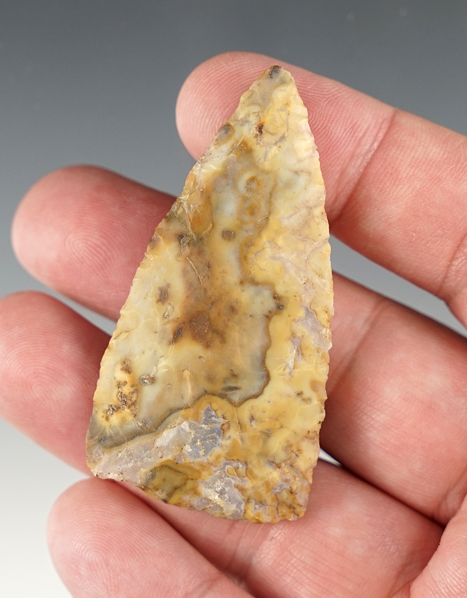 2 3/8" Triangular Woodland Blade - Fairfield Co., Ohio. Made from beautiful Flint Ridge flint.