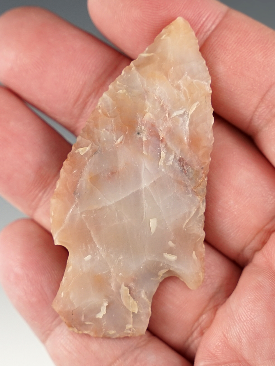 2 11/16" Stemmed point made from high-grade flint.