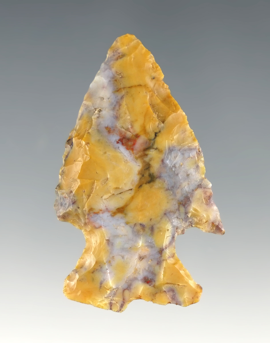 Outstanding color on this 1 15/16" Ohio Hopewell. Made from Flint Ridge flint.