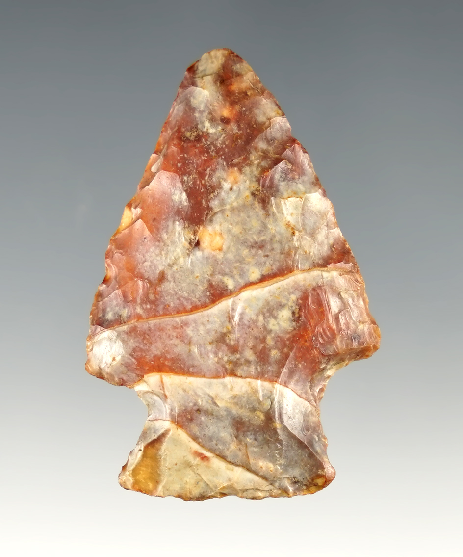 Amazing color on this 1 15/16" Ohio Hopewell. Made from beautiful Flint Ridge flint.
