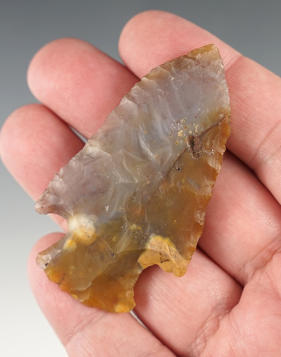 2 11/16" Colorful Ohio Classic Hopewell - Flint Ridge. Found in Huron Co., Ohio.