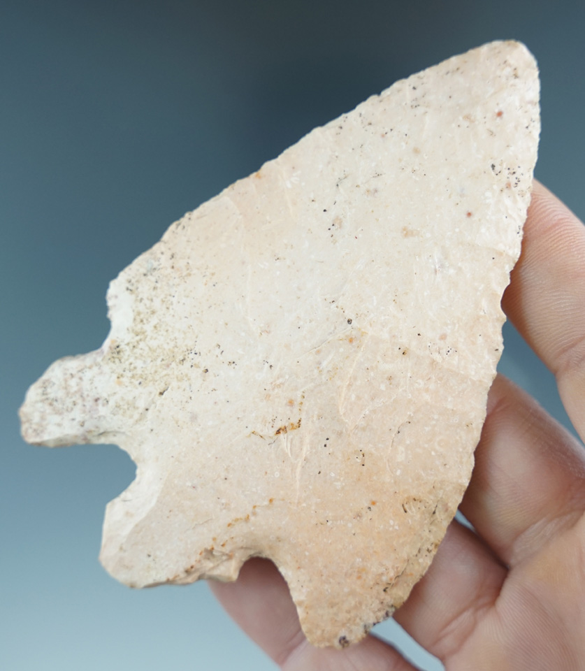 Large and thin 3 7/8" Snyders Hopewell found in Missouri. Some damage, but easily restorable.