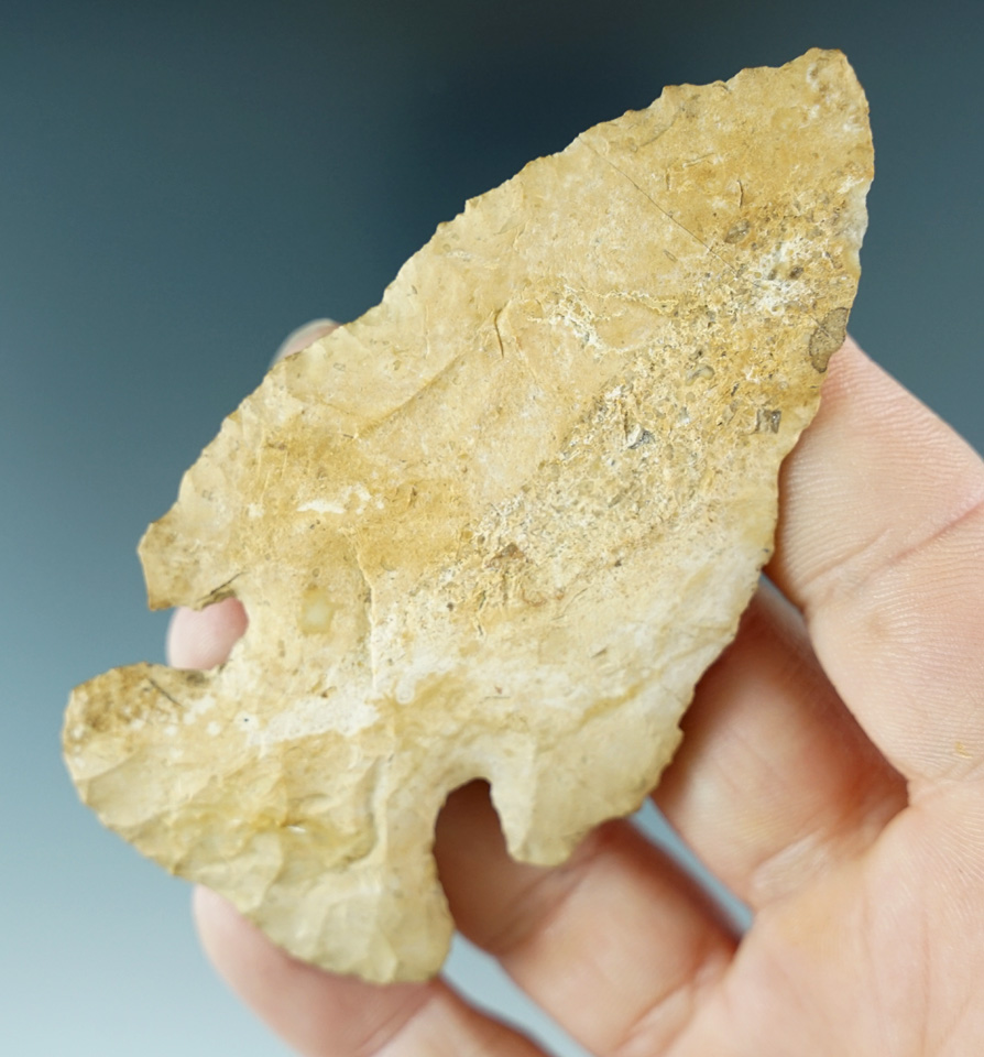 3 3/8" Archaic Thebes found in Illinois.