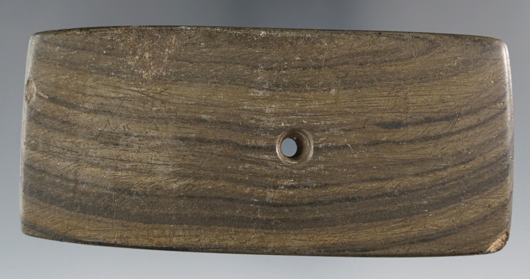 4 1/16" Hopewell Rectangular Pendant found in Licking Co., Ohio. Ex. Lee Phillips. Berner COA.