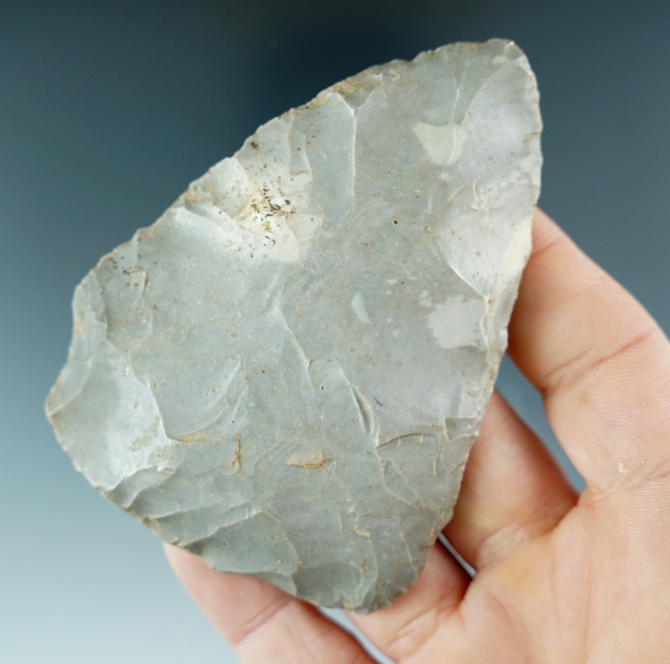 3 5/16" Hornstone Hopewell Blade found in Harrison Co., Indiana.