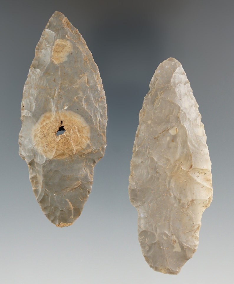 Pair of Hornstone Adenas found in Indiana, largest is 3 3/16".