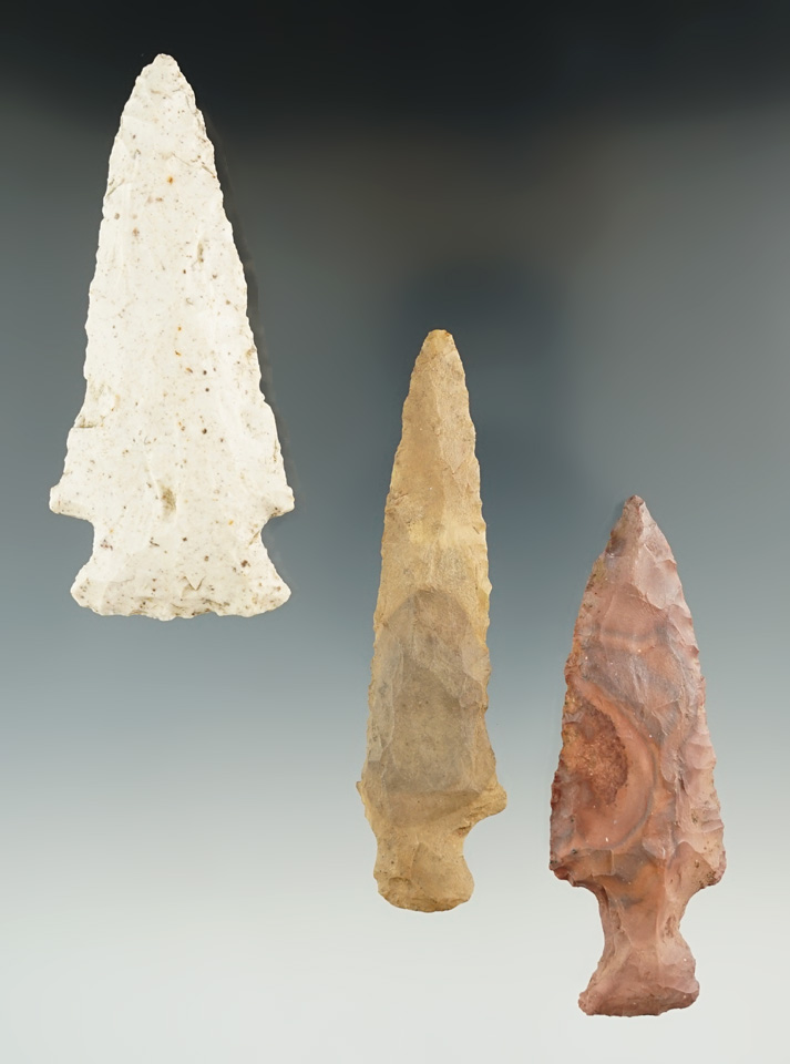 Set of three knives found in Indiana, largest is 3 7/16".