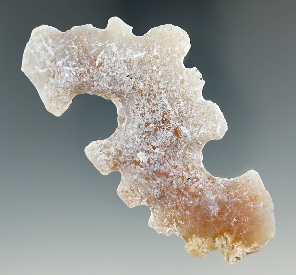 3 3/8" Mayan Eccentric made from white Flint, found in Belize. Comes with a Bennett COA.