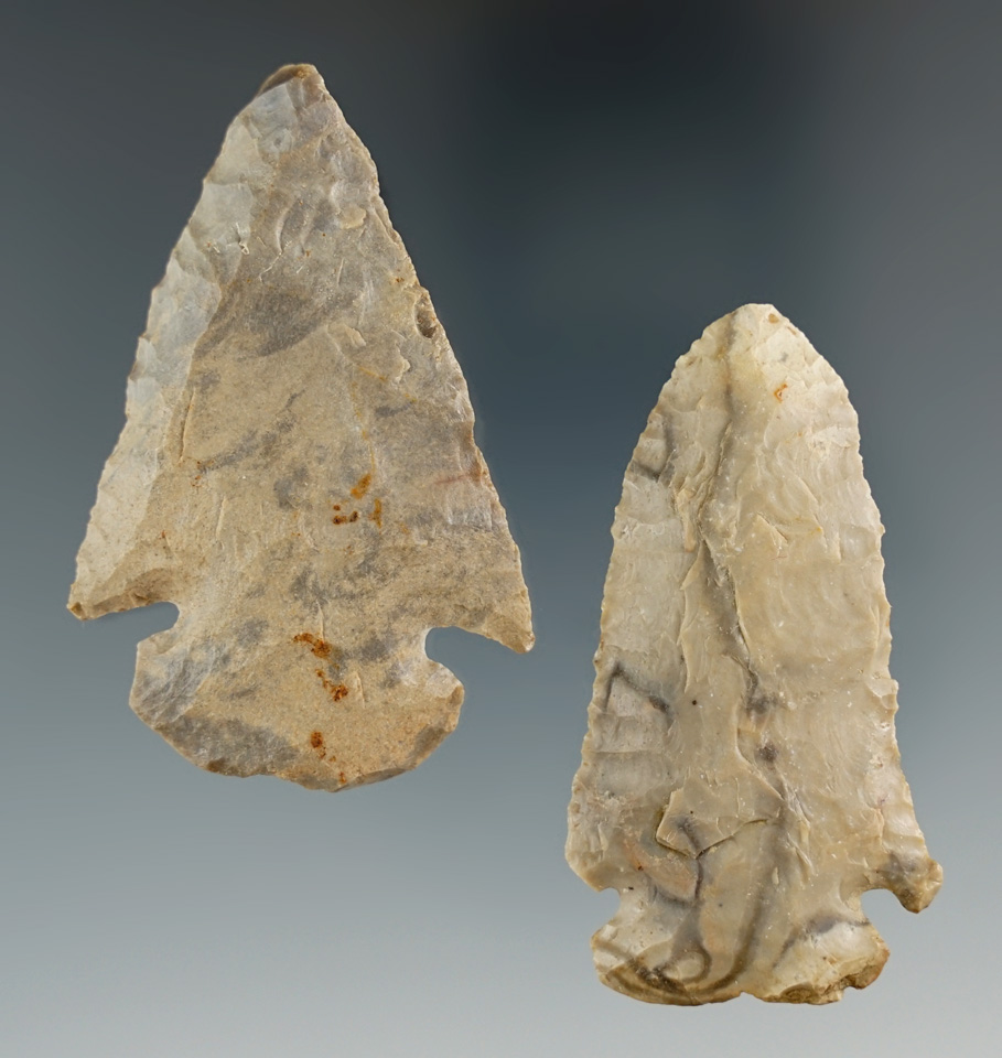 Nice pair of Kentucky Points, largest is 2 3/16". Ex. Henry English Collection.