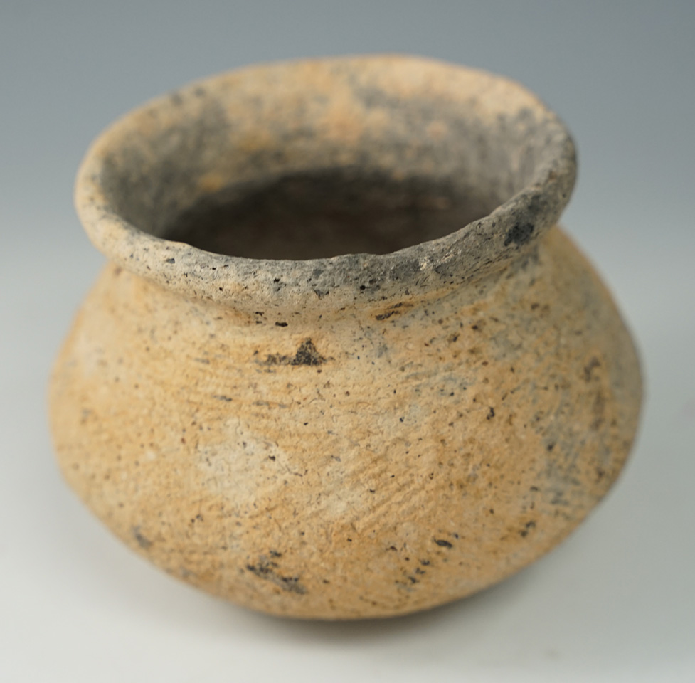 4 1/8" solid pottery vessel found in Kentucky. Ex. Henry English Collection.