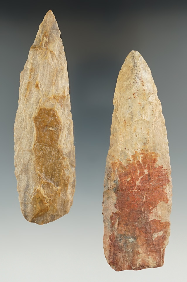 Pair of petrified wood knives found in Texas, largest is 4 7/8".