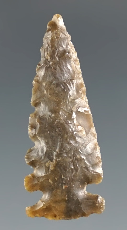 Unique style on this 1 1/4" Sidenotch found in Texas. Ex. Eiserman Collection. Bennett COA.