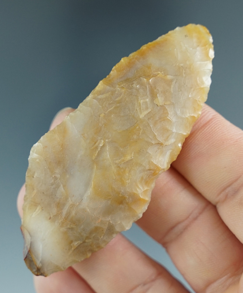 2 15/16" Knife made from beautiful semi-translucent material. Found near The Dalles. Ex. L. McLeod