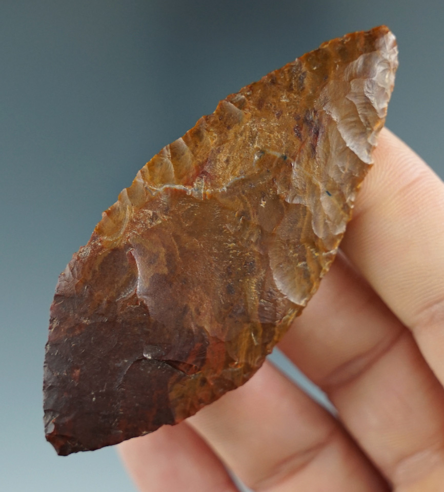 Nice 2 15/16" Leaf Blade found near the Columbia River, Celilo Falls area. Beautifully colored Jaspe