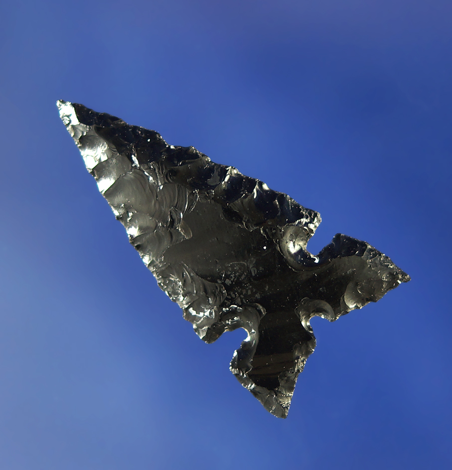 1 1/4" Northern Side Notch made from jet black obsidian.    Columbia River.