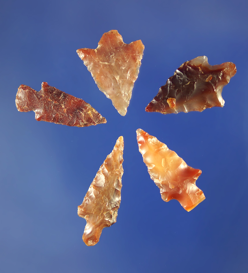 Set of five Gempoints made from beautiful material, largest is 7/8".    Columbia River.