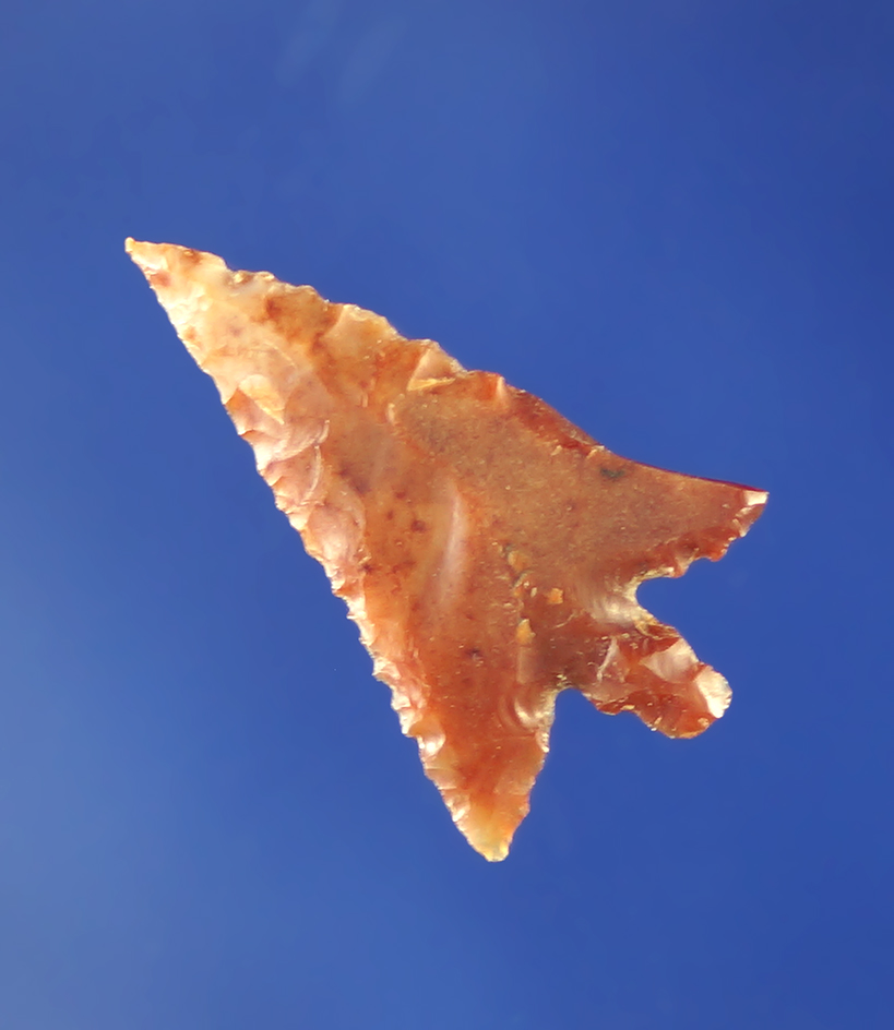 13/16" Columbia Plateau made from a flake of semi translucent red material.    Columbia River.