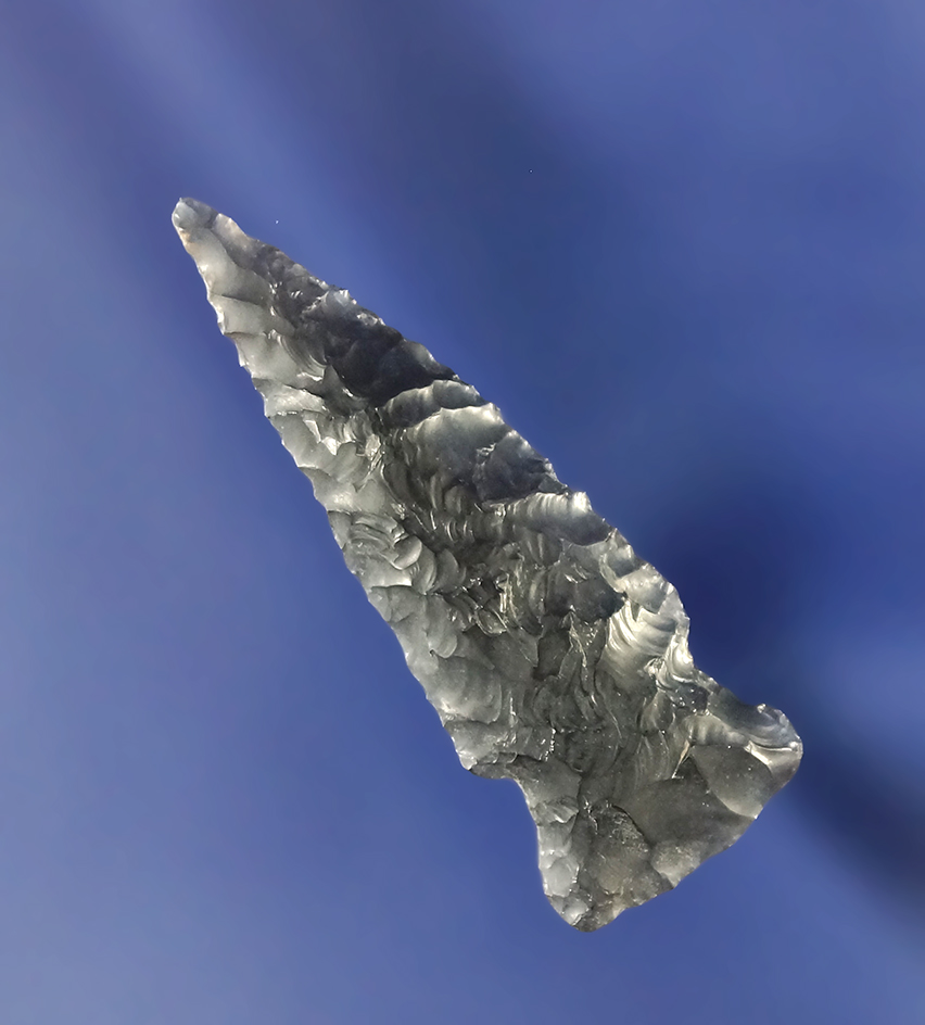 1 1/2" obsidian arrowhead that is highly translucent found near Fort Rock Oregon.