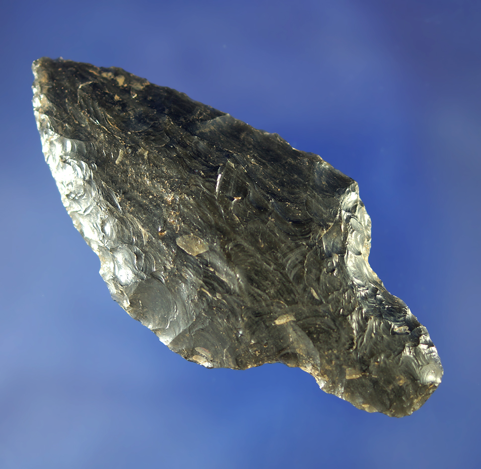 3" obsidian Stemmed Knife with nice flaking.    Columbia River.