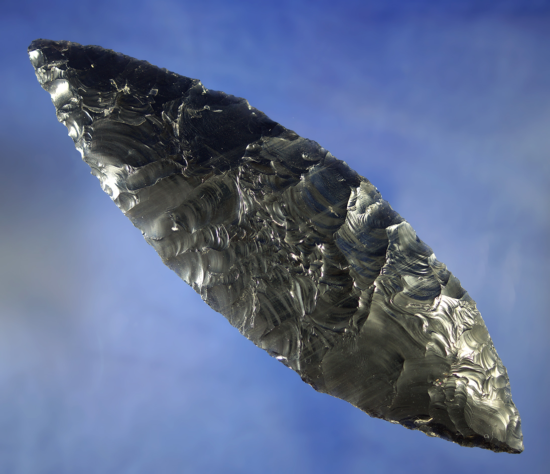 Large and well flaked 6" long Bi-pointed knife with great history, OR