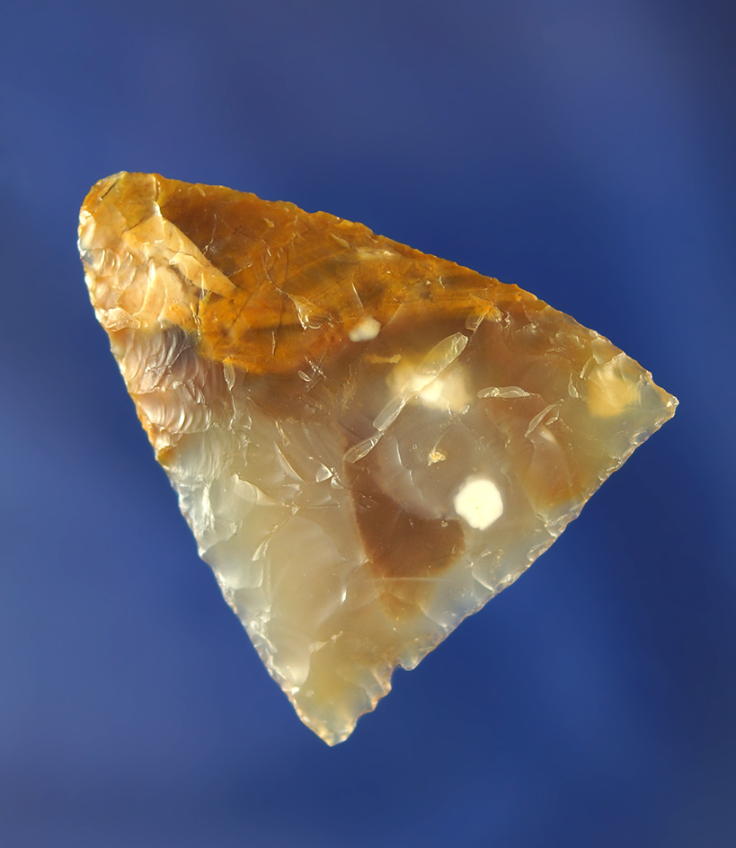 Exceptional flaking, style and material on this 1 5/8" Atlatl Valley Triangular  that is thin.