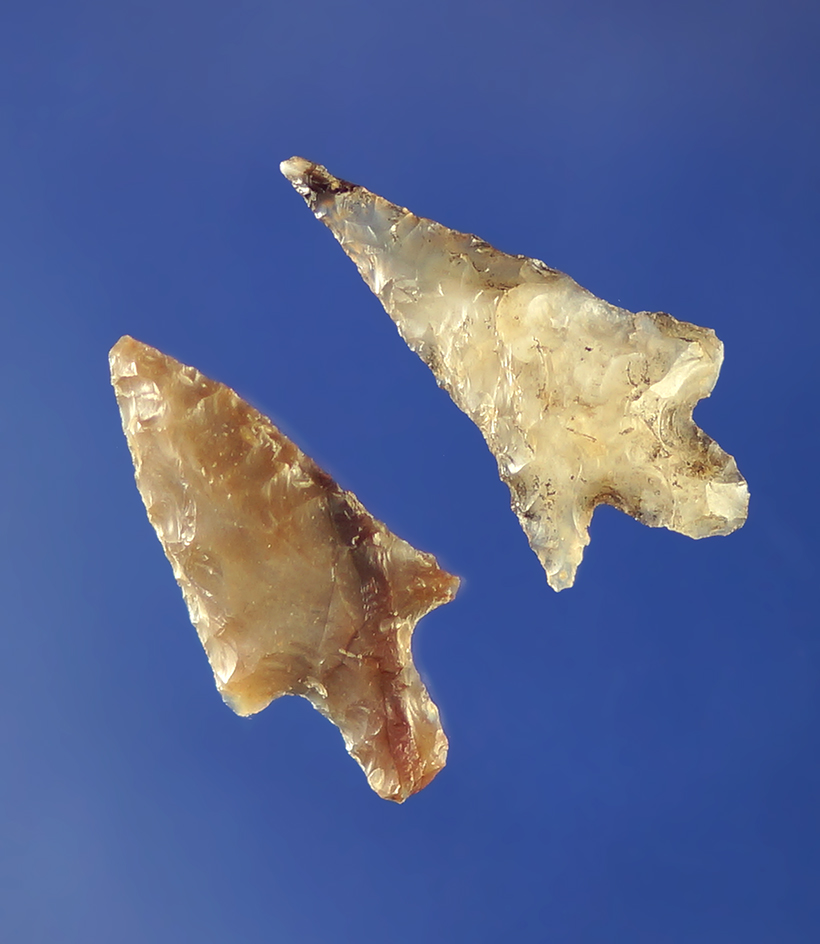 Pair of nicely styled Columbia River Gempoints, largest is 1".    Columbia River.