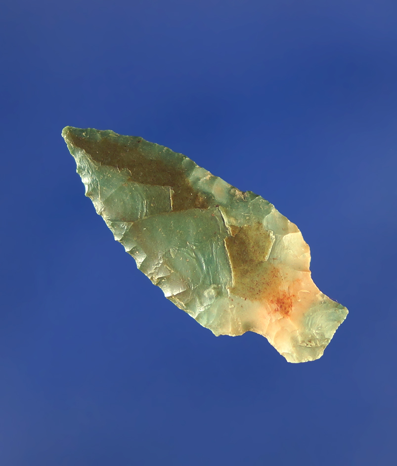 1 1/16" Rose Springs made from a unique pink and green colored Flint.  Columbia River.