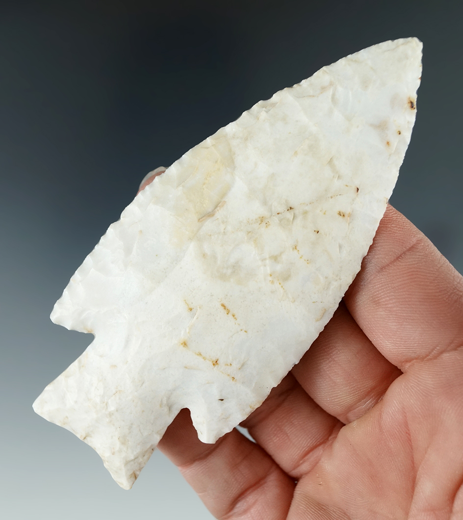 3 13/16" Beautifully styled Hardin made from Burlington Chert found in St. Charles Co., Missouri. Pi