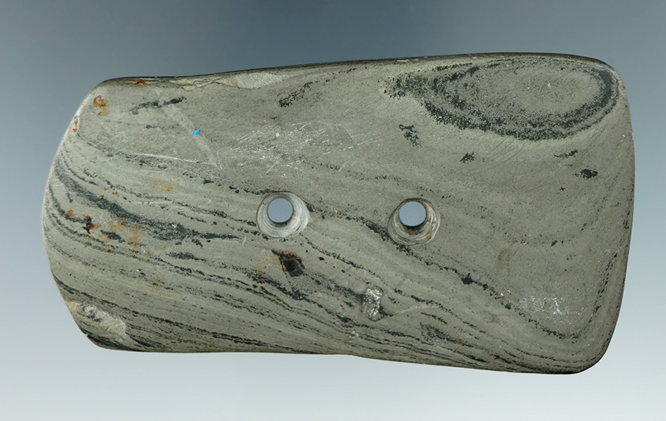 3 7/16" Banded Slate Pendant found in Ohio.