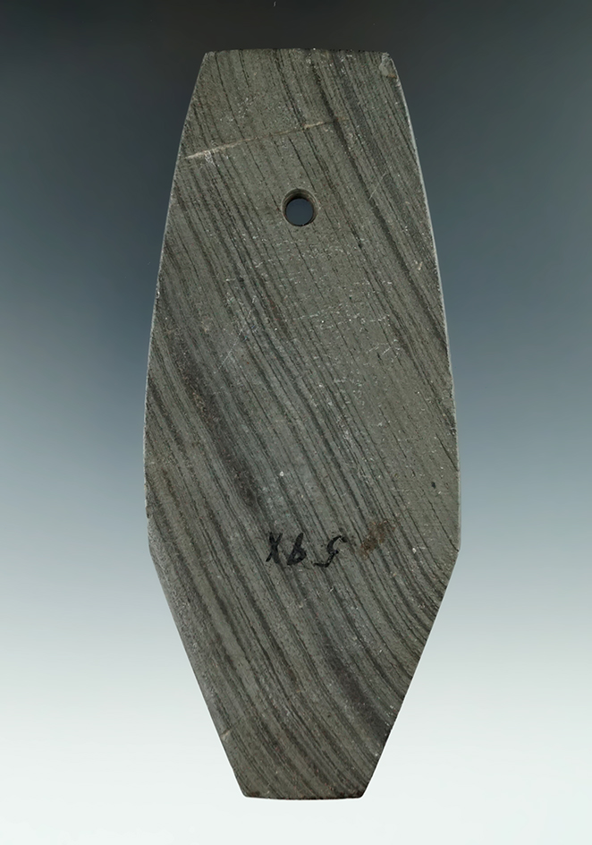 4 15/16" Hopewell Coffin Pendant found West of Mt. Corey, in Riley Twp., Putnam Co., Ohio.