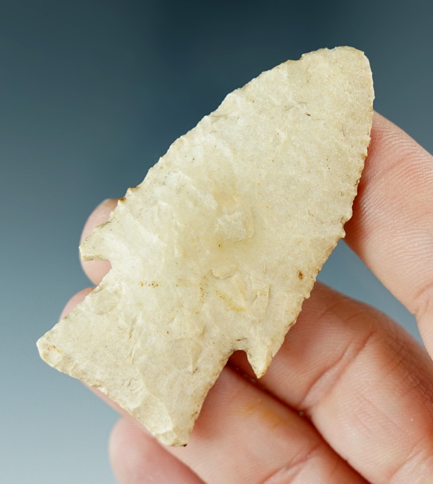 2 3/8" Hardin Barb made from Burlington Flint, found in Scott Co., IL. Berner COA.