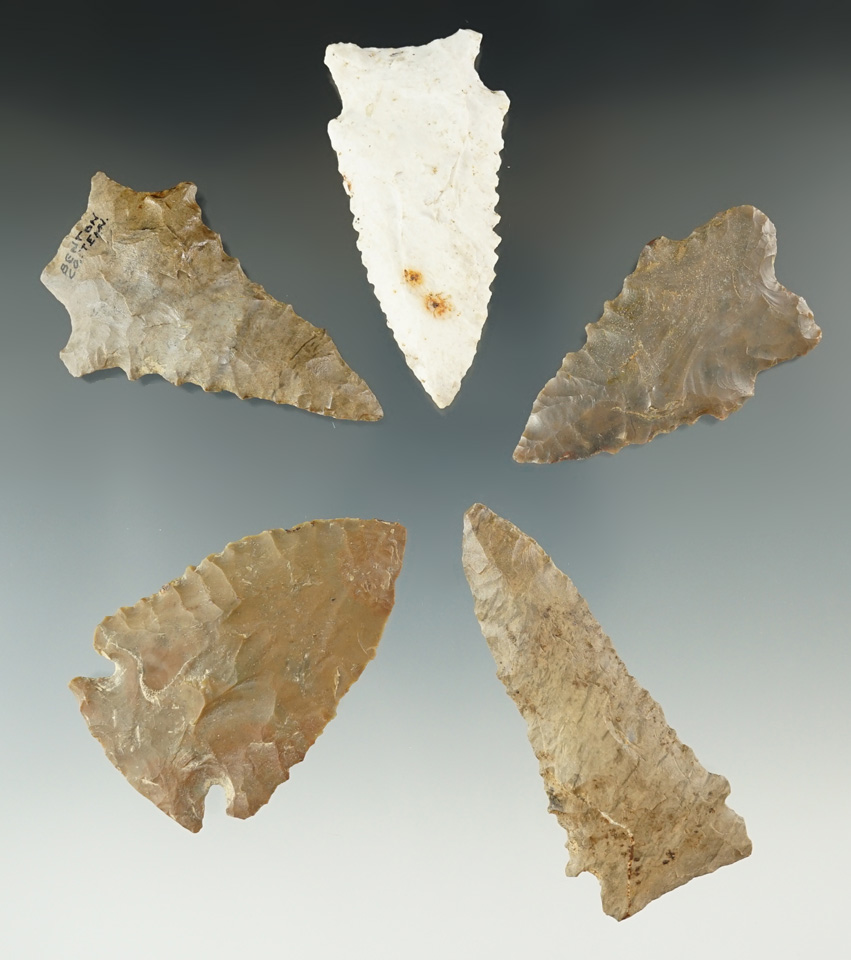 Set of five points in excellent condition found in Kentucky and Tennessee.