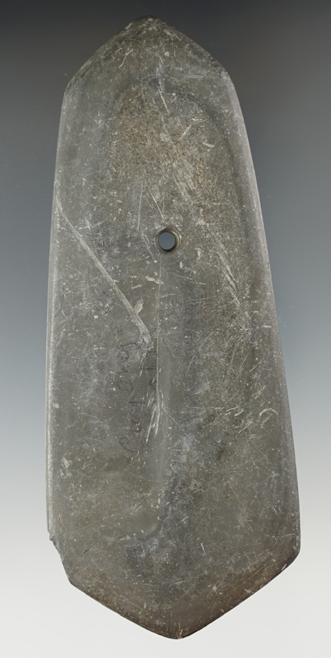5 1/8" Hopewell Sextagonal Pendant found in Cuyahoga Co., Ohio. Pictured!