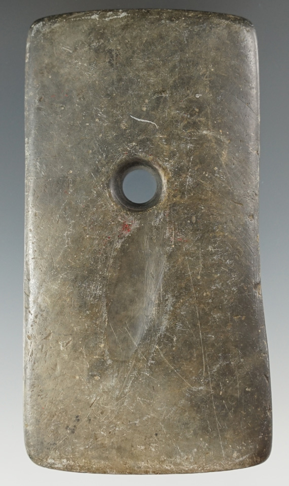 4" Adena Rectangular Pendant made from Slate, found in Ohio.