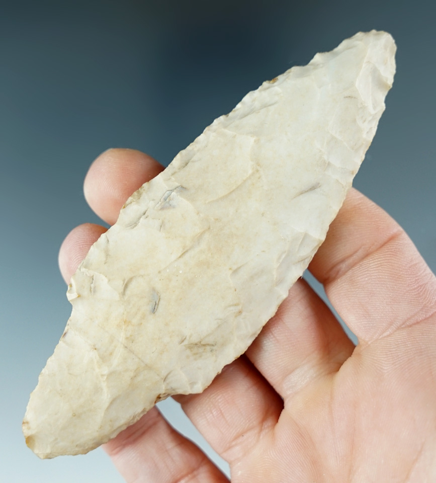 4 1/8" Burlington chert Adena found in Pike County Illinois.