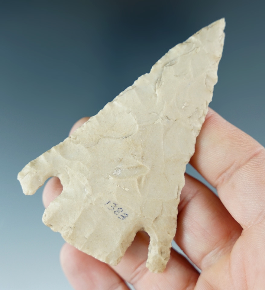 3 1/4" Castroville made from a light cream colored flint. Found in Texas. Rogers COA.