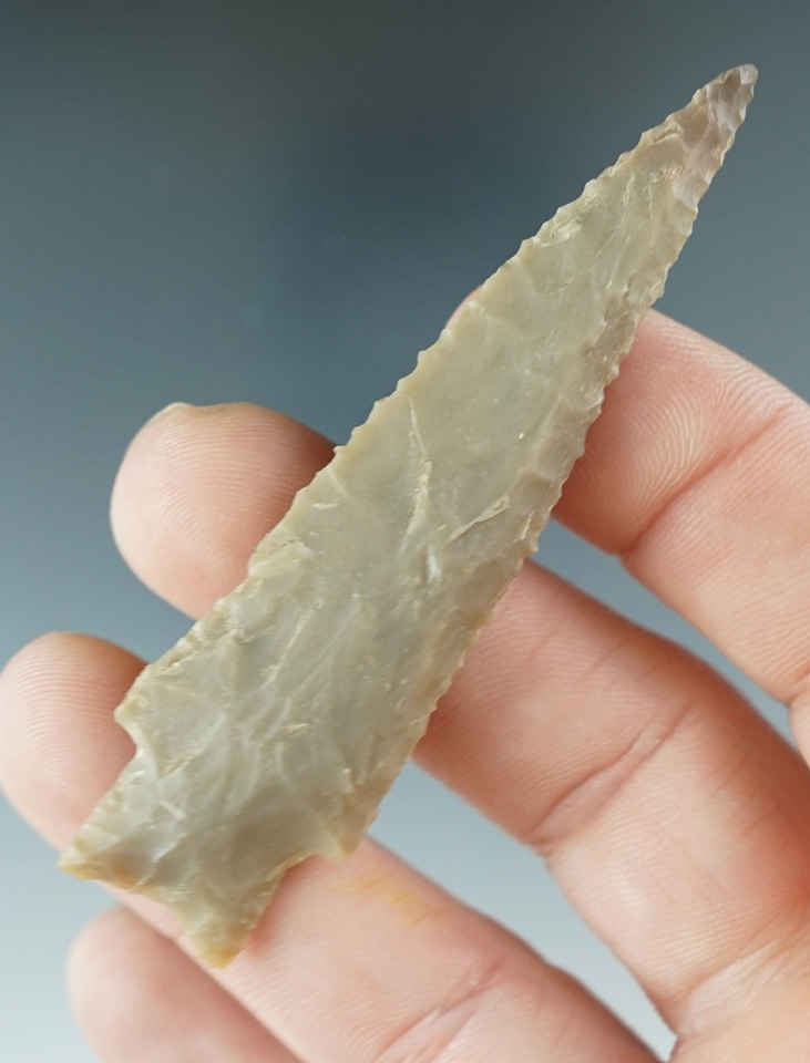 2 7/8" Darl made from tan chert, found in Bell Co., Texas. Comes with a Rogers COA.