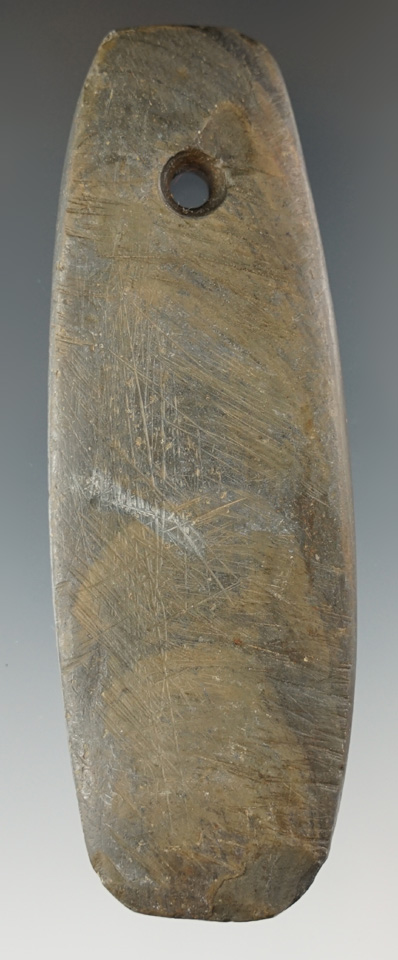 4 1/16" Hopewell Trapezoidal Pendant found in Dinsmore Twp., Shelby Co., Ohio.