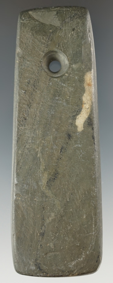 4" Woodland Trapezoidal Pendant made from Banded Slate, found in Clark Co., Ohio.