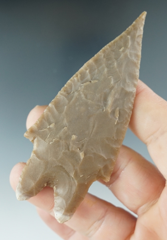 Nicely made 3 1/2" Pedernales found in Bandera Co., Texas. Comes with a Rogers COA.