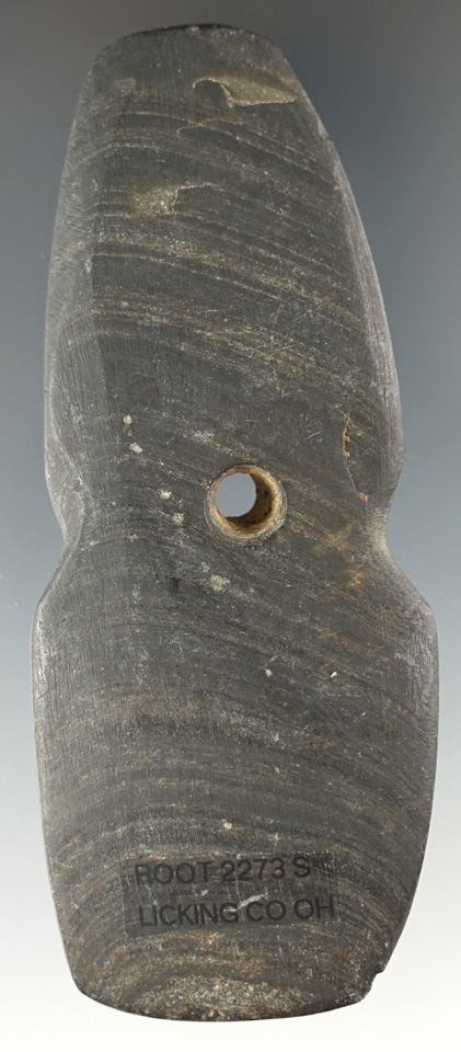 3 3/4" Hopewell Pendant made from Banded Slate, found in Licking Co., Ohio.