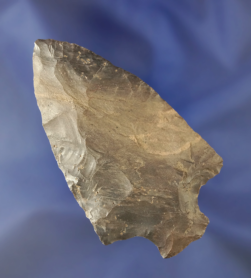 3 3/16" Hopewell made from nicely banded brown Flint found in Ohio. Bennett COA.