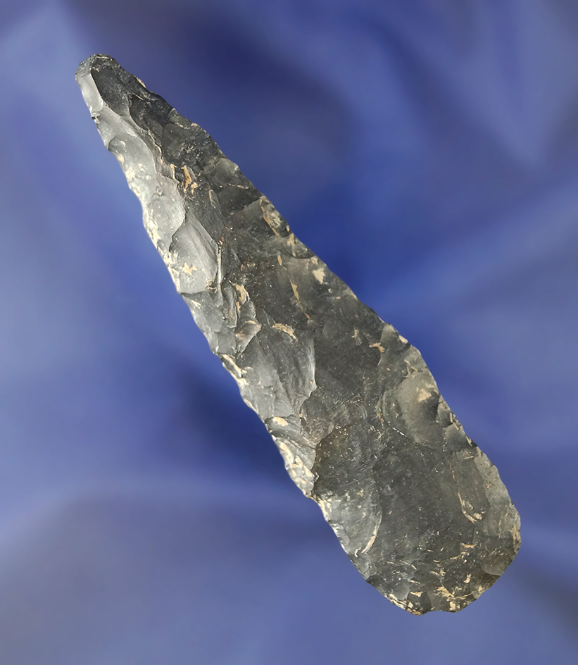 3 5/8" Coshocton Flint Adena Knife that is been heavily resharpening ancient times.  Ohio.