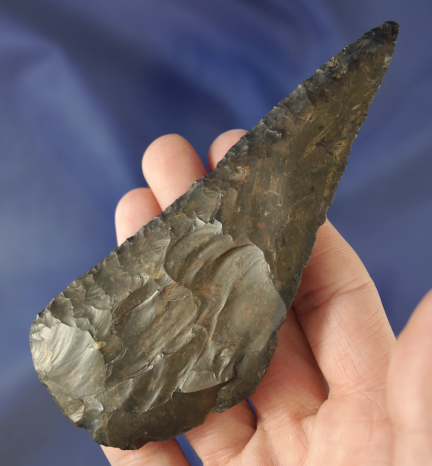 Heavily patinated 4 5/8" Archaic Cobbs Knife made from Coshocton Flint - Franklin Co.,  Ohio.