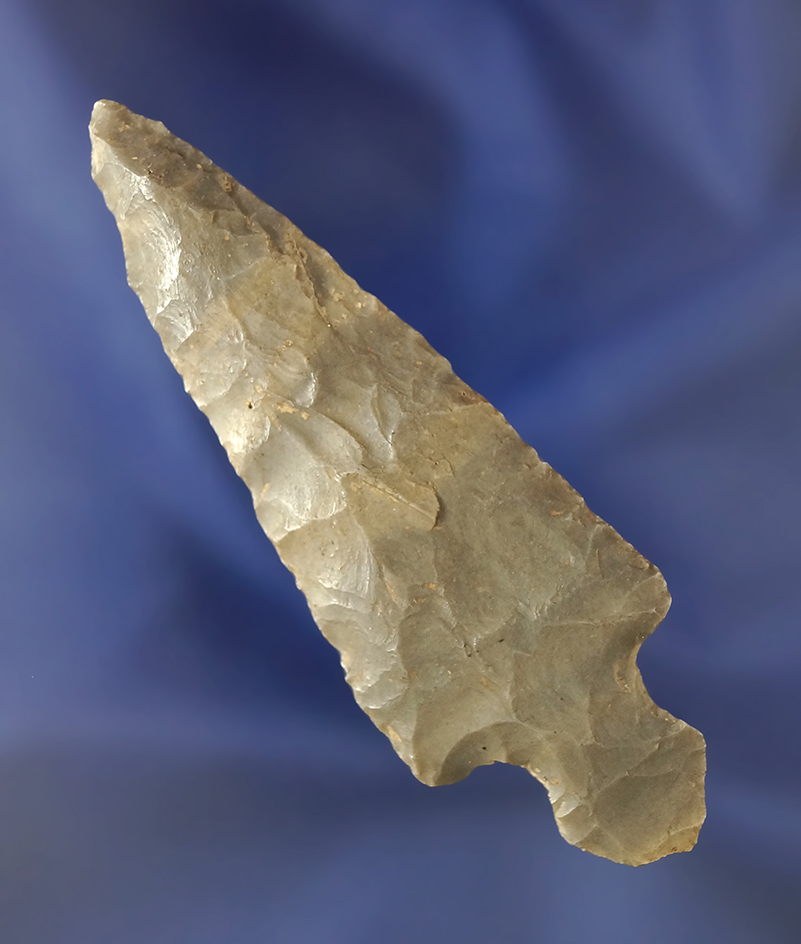 3 1/4" Turkeytail Harrison made from nicely banded Hornstone found in Kentucky. Partain COA.