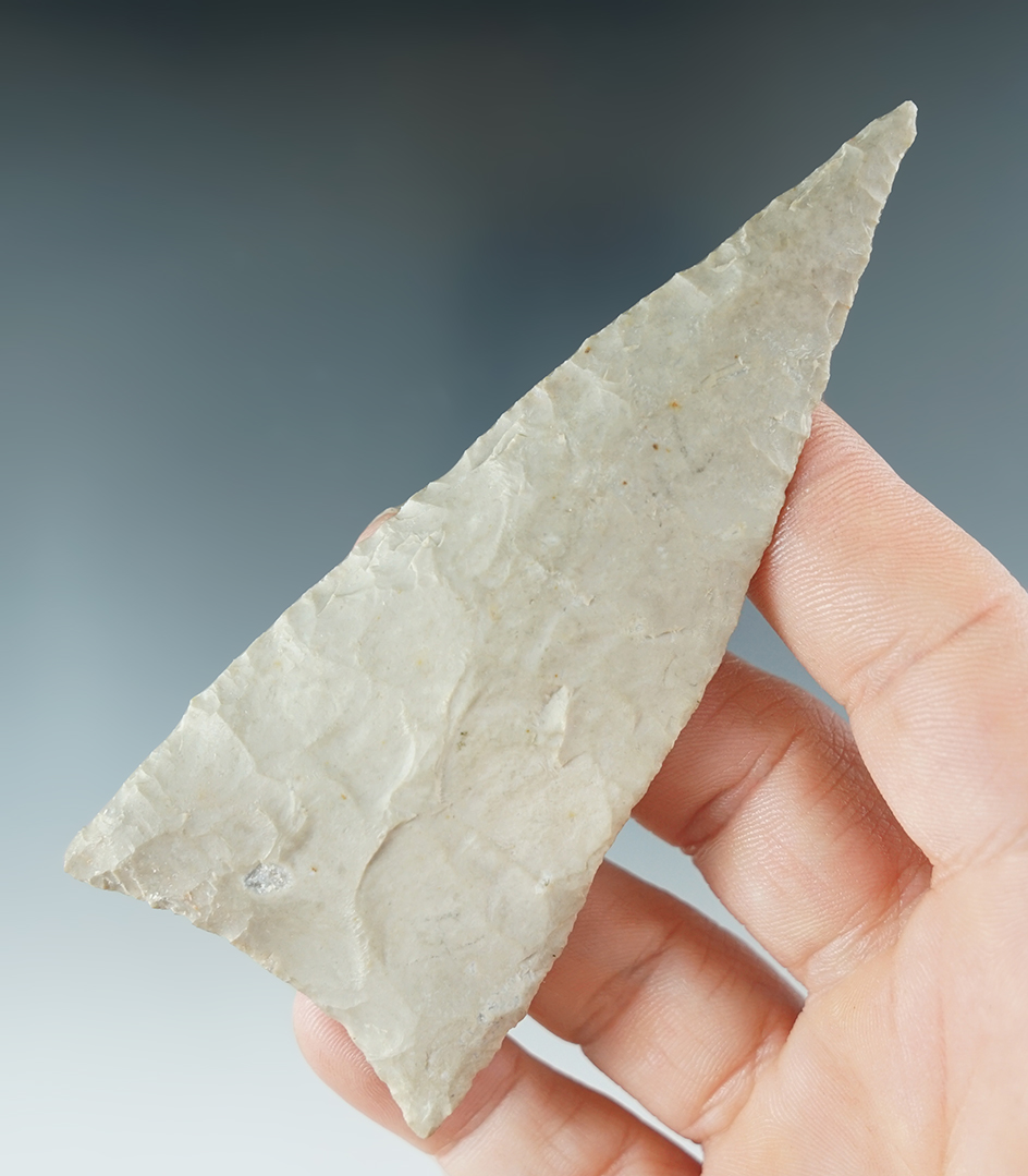 4" Kinney made from tan Flint, found in Texas. Comes with a Davis G-10 and Bennett COAs.