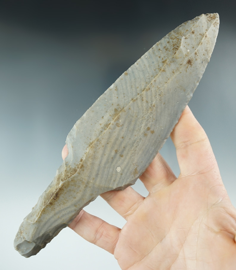 7 1/4" Mayan Dagger/Macro Blade made from Colha Chert, found in Belize. Ex. David Walley.