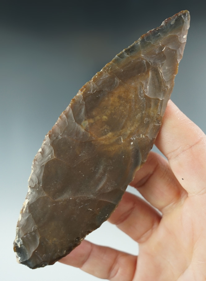 4 15/16" Thin and very well flaked Mayan Knife found in Belize. Ex. David Walley.