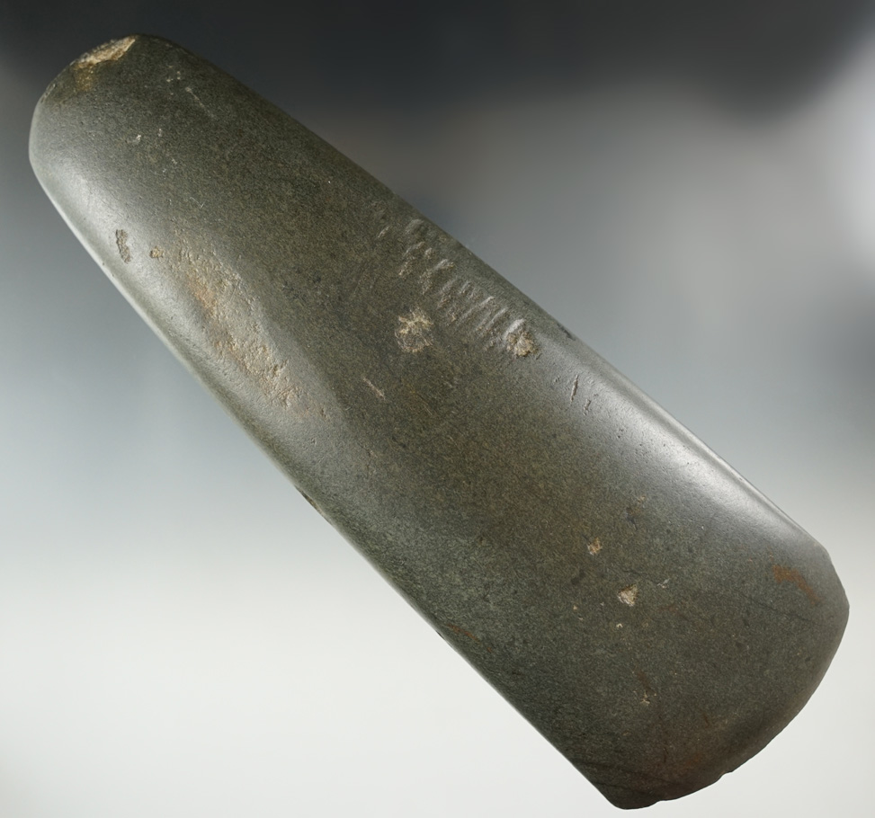 Highly developed 8 1/2" Hardstone Celt found in Ohio with excellent polish on all surfaces.