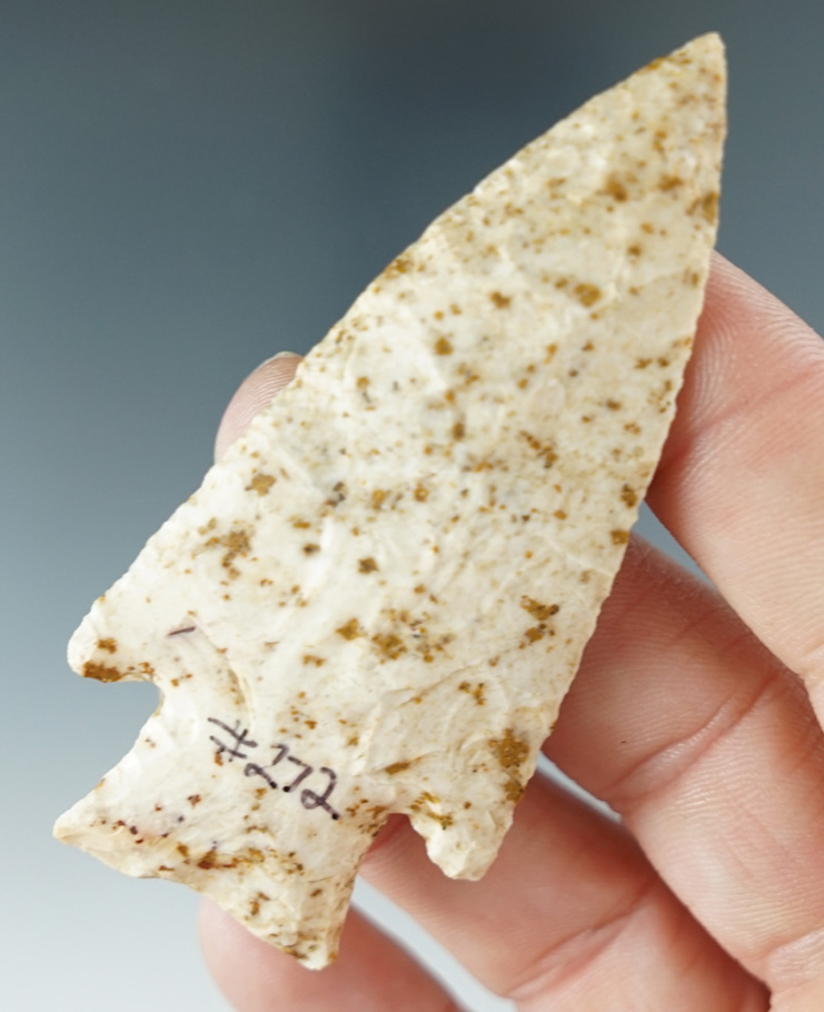 2 7/8" Hardin made from Burlington Chert, found in Madison Co., Illinois. Ex. Chapin, Stewart.